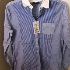 Stripped collared button down